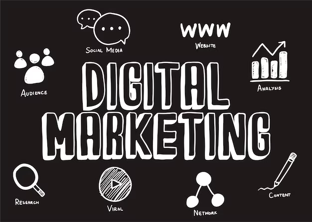 The inscription digital marketing on a black background