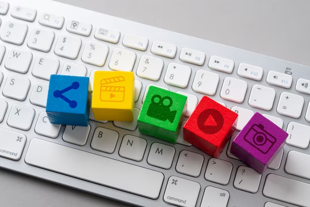 Multi-colored cubes with different patterns on the keyboard