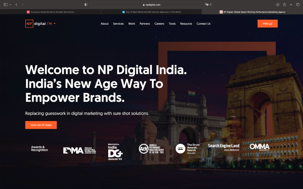 Main page of the service