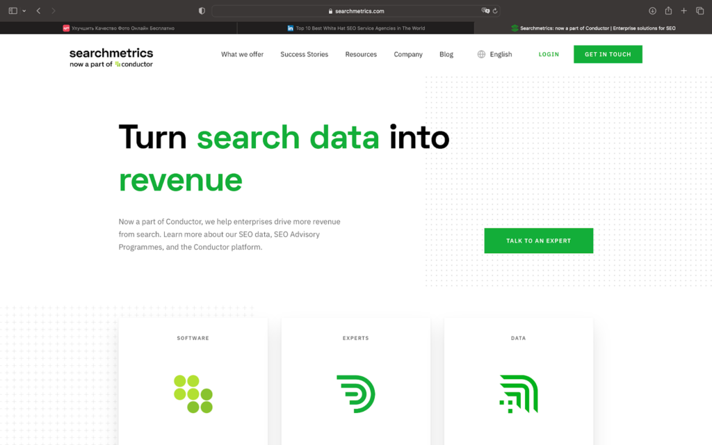 Main page of the service